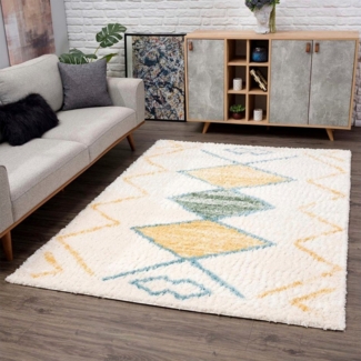 Carpet City Hochflor-Teppich Pulpy 557, rechteckig, Höhe: 30 mm, besonders weich, Ethno Look, ideal für Wohnzimmer & Schlafzimmer
