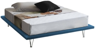 Dmora Pietersite Doppelbett, Festbett aus Stoff mit Füßen, 100 % Made in Italy, geeignet für Matratze 160x200 cm, Blau