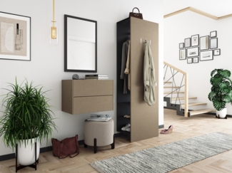 Garderobe Blu-S 3 tlg Konsole Push-to-open Spiegel Paneel 6 Paar Sand : Sand / Grafit