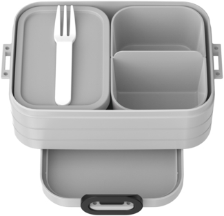 Mepal Bento-Lunchbox Midi Take A – Brotdose mit Fächern, geeignet für bis zu 4 BZW. 8 Butterbrote, TPE/pp/abs, 0 mm Cool Grey - Grau, 900 ml
