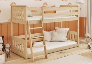 Kids Collective Etagenbett Kinderbett 90x200 cm mit Rausfallschutz & zwei Lattenroste, Mädchen Jungen Bett Kinderbett Jugendbett 90x200 cm natur