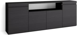 Skraut Home | Sideboard, Highboard | Kommode, Komodenschrank | 200x75x35cm | 4 Türen | Wohnzimmer, Küche | Moderner Stil | Schwarz