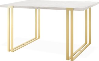 WFL GROUP Esstisch Marco Gold, Glamour Ausziehbar Tisch im Loft-Stil mit Metallbeinen