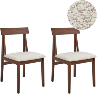 Esszimmerstuhl 2er Set ISLE Gummibaumholz Beige