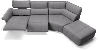 Sofanella Eckcouch ADRIA Ledersofa Ecksofa Wohnlandschaft in Grau