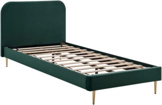 Polsterbett mit Samtbezug Grün 90x200 cm Einzelbett Jugendbett Bettgestell