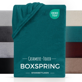 Carpe Sonno Spannbettlaken Boxspring Cashmere Touch Winter warm 180x200 200x200 180x220 200x220, Fleece, Gummizug: rundum, (1 Stück), Wasserbett Spannbettlaken Kuscheliges Spannbetttuch Petrol