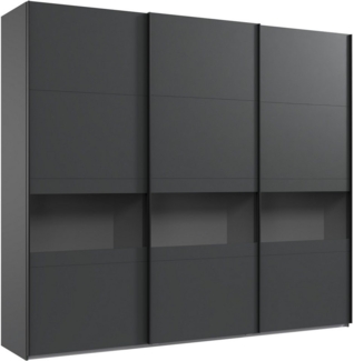 Wimex Schwebetürenschrank Easy Plus, Kleiderschrank Made in Germany mit Glaseinsatz/ Rauchglas, viele Breiten zur Auswahl, schwarze Griffe
