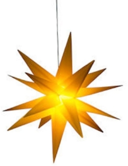 FHS LED Leuchtstern Kunststoff gelb, Ø 35 cm 1 LED warmweiß, Timer 6/18 Stunden, IP44