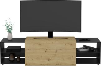 FMD Möbel - SLIDE 3 - TV-Board - melaminharzbeschichtete Spanplatte - Artisan Oak / schwarz perl - 194,5 x 49,2 x 39,9cm