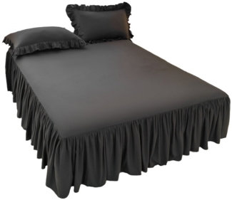 Kaket Bettwäsche Bettrock mit Rüschen, elastisches Bettlaken mit Plattform, 1 teilig, Bettumrandung mit elastischem Band für Betten