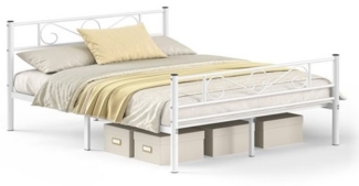 Vasagle Bettgestell, Metall weiß, 160x200 cm