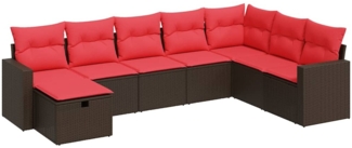 vidaXL 8-tlg. Garten-Sofagarnitur mit Kissen Braun Poly Rattan 3325440