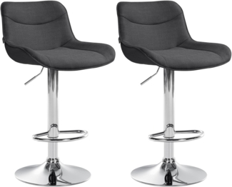 DELUKE® Barhocker 2er Set TAMPA - Dunkelgrau, Stoff, Chrom Barhocker mit Lehne Barstuhl Tresenhocker Tresenstuhl Kneipenhocker Kneipenstuhl