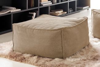 KAWOLA Hocker groß ALEA Cord taupe 38 x 86 x 86 cm