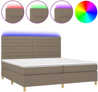 vidaXL Boxspringbett mit Matratze & LED Taupe 200x200 cm Stoff, Härtegrad: H2 [3135545]