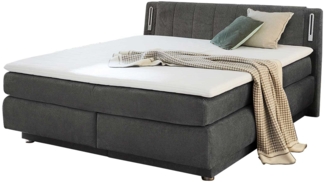 Boxspringbett Lisa-Mix / Lotta-Mix , Flachgewebe, Stoff , Grau , 193 x 96 x 217 cm