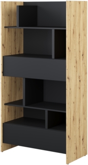 MEBLINI Wohnzimmerschrank für Schrankbett Bed Concept - Hochschrank mit Regalen, Fächern und Schubladen - BC-28 - Artisan Eiche/Schwarz
