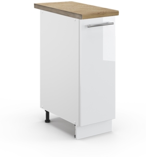 Apothekerschrank Fame-Line Weiß Hochglanz 30 cm , AP Eiche Vicco