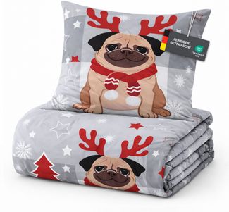 Feinbiber Bettwäsche-Set Grau (Hund) 135x200 cm