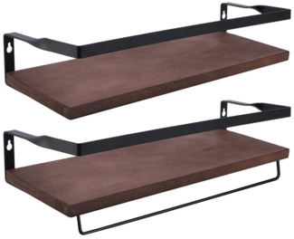 BlingBin Wandregal Holz, Küchenregal Wand mit Handtuchhalter, Hängeregal, Regalbrett, 1er Set 2-tlg, Schwimmendes Regal Wand Schweberegal für Badezimmer, Wohnzimmer, Flur