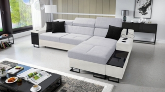 Best for Home Ecksofa ART I MINI mit Schlaffunktion und Bettzeugaufbewahrung, mit USB-Ladeleuchte und flexiblem Arm