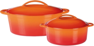 GSW Topf-Set Orange Shadow, Gusseisen (Set, 4-tlg, 1x Kochtopf Ø 24 cm, 1 x Bräter 32x25 cm, je mit Deckel), Induktion