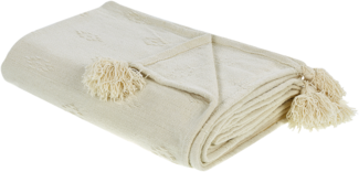 beliani 'KAZY' Wohndecke, Chenille Beige, 150x200 cm