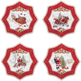 EasyLife Kuchenteller Christmas Memories, Spülmaschinengeeignet, Weiß, Motiv: Weihnachtsmann