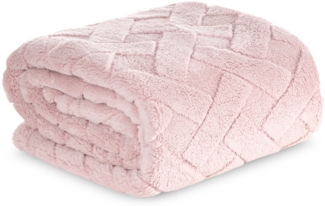 Wohndecke CARO Design91 Karierte Kuscheldecke ideales Geschenk Weiche warme Decke 220x200 cm rosa