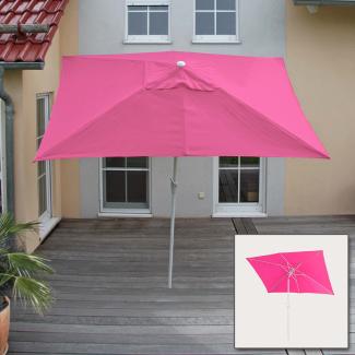 Sonnenschirm N23, Gartenschirm, 2x3m rechteckig neigbar, Polyester/Alu 4,5kg UV-Schutz 50+ ~ pink