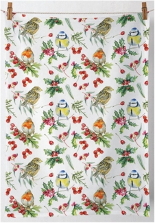 Ambiente® Geschirrtuch Birds in winter, (1-tlg, 1-teilig), Geschirrtücher ca. 50x70 cm Baumwolle