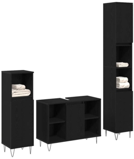 vidaXL Badezimmermöbel-Set 3 pcs Schwarz Eichen-Optik Holzwerkstoff 3378509