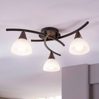 Lindby Deckenleuchten Della, Glas Schwarz IP20, 3 x 40 W