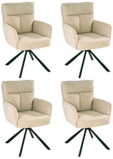 Home4You Polsterstuhl, Beige, Cordbezug, Metallgestell, (Set, 4 St), 180 Grad drehbar mit Rückholfunktion