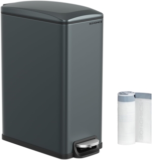 SONGMICS Mülleimer Küche, Inneneimer aus Kunststoff, mit Deckel, Softclose, LTB202B01, Anthrazitgrau
