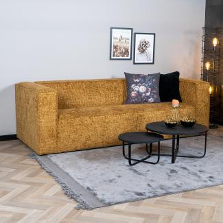 Bronx71 Chenille Sofa Memphis 3-Sitzer ockergelb/cognac