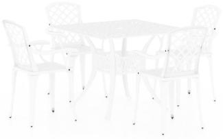 vidaXL 5-tlg. Bistro-Set Aluminiumguss Weiß 3070615