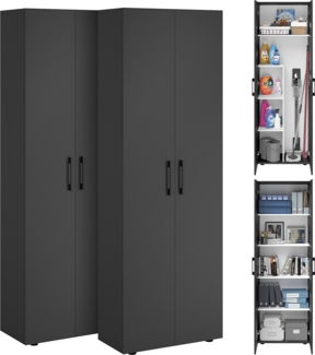 Bellamio 'Apol' Mehrzweckschrank, anthrazitschwarz, 176x33x60 cm, 2er-Set aus Besenschrank und Aktenschrank