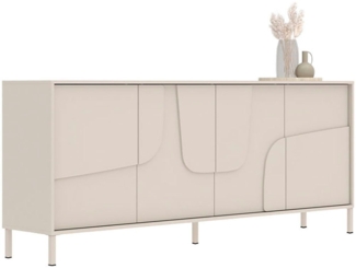 INOSIGN Sideboard Stone, 205 cm breit, 4 Türen, Anrichte, Kommode, Stauraumschrank, 3D-Design, Push-to-open, Innenraum großzügig, Füße 14/2 cm wählbar