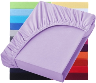 NatureMark Spannbettlaken Jersey Basic Spannbetttuch, 100% Baumwolle, Gummizug: rundum, (1 Stück), in vielen Größen und Farben, bis 40cm Steghöhe, 200x220 cm, Flieder