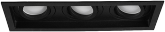 Eckiger 3-flammiger LED Deckeneinbaustrahler Schwarz, schwenkbar 25,2 x 9,2cm