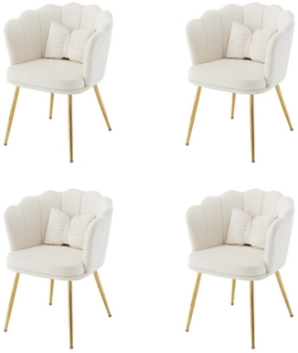 Flieks Polsterstuhl (Set, 4 St), 4er Set Esszimmerstühle mit Kissen Blütenblattstuhl Wohnzimmer Samt