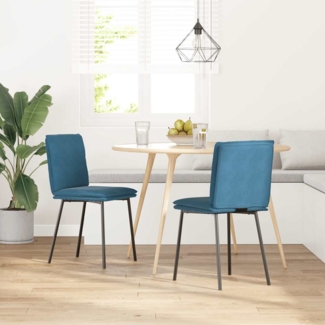 vidaXL Esszimmerstühle 2 Stk. Blau Samt 4101254