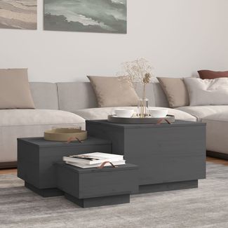 vidaXL Aufbewahrungsboxen mit Deckeln 3 Stk. Grau Massivholz Kiefer 818247