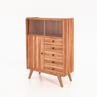 Anrichte Jetro Kernbuche massiv 100x143x50 cm 1 Tür 1 offenes Fach 5 Schubladen