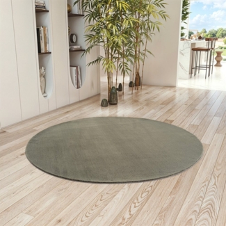 Teppium Teppich Unicolor - Einfarbig, Rund, Höhe: 11 mm, Kurzflor Teppich Anti-Rutsch Rückseite Waschbar Flauschiger