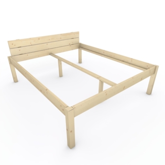 Pfostenbett "metallarm" Fichte Holzbett "Daybett" 180 x 210cm 58cm Doppelbett