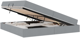 vidaXL Aufbewahrungsbett mit Matratze Hellgrau 200 x 200 cm Polyester 3399682