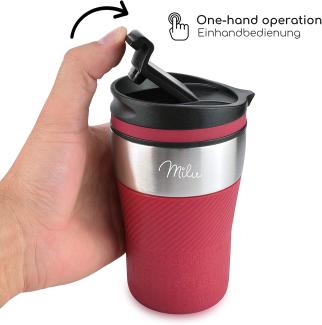 Milu Thermobecher Isolierbecher Kaffeebecher to go - 210ml 100% Auslaufsicher - Trinkbecher aus Edelstahl - Autobecher doppelwand Isolierung - Thermo Becher - Travel Mug (Rot)